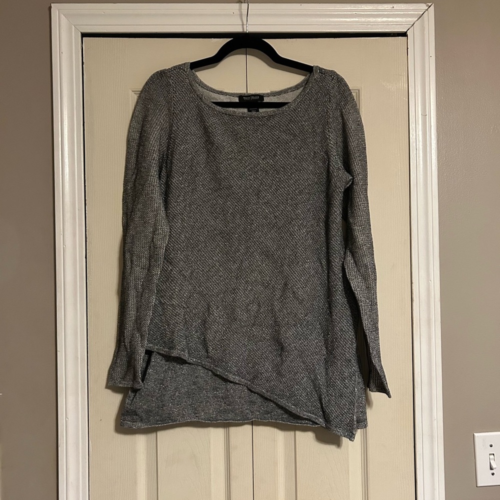 🔥White House Black Market Charcoal Shimmer Knit Sweater